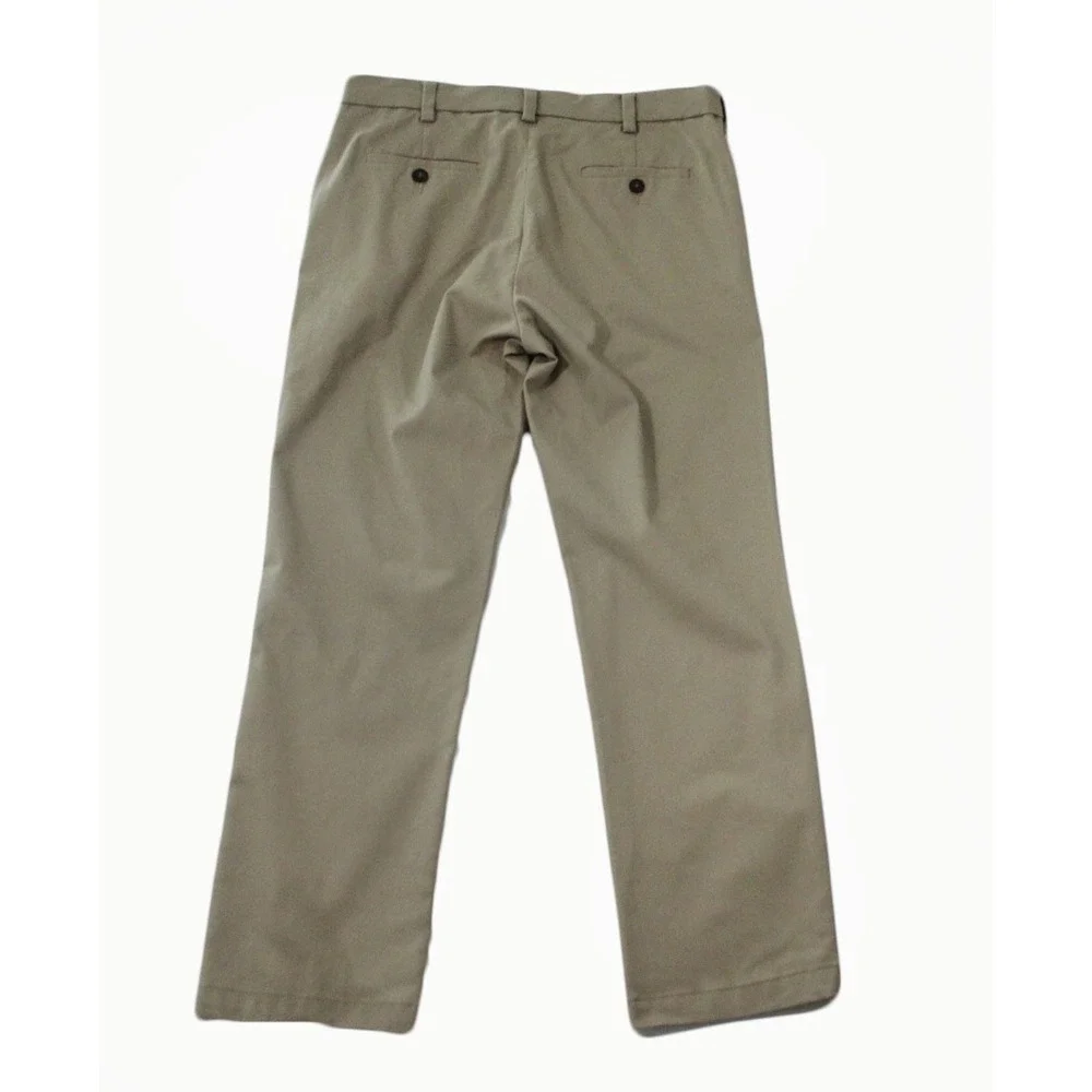 George Mens Khaki Chino Pants Tan Flat Front Straight Leg Trousers 31x29.5